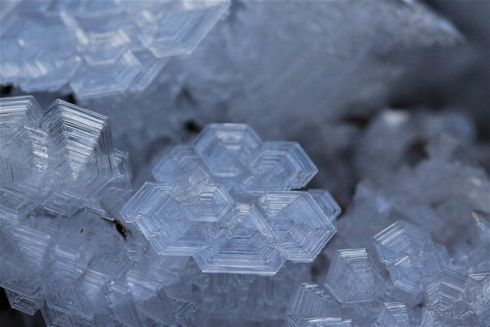 ice crystal formations made from water
